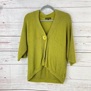 Sydney Easton Women's Lime Green Chunky One Button Knit Cardigan Sweater Size L